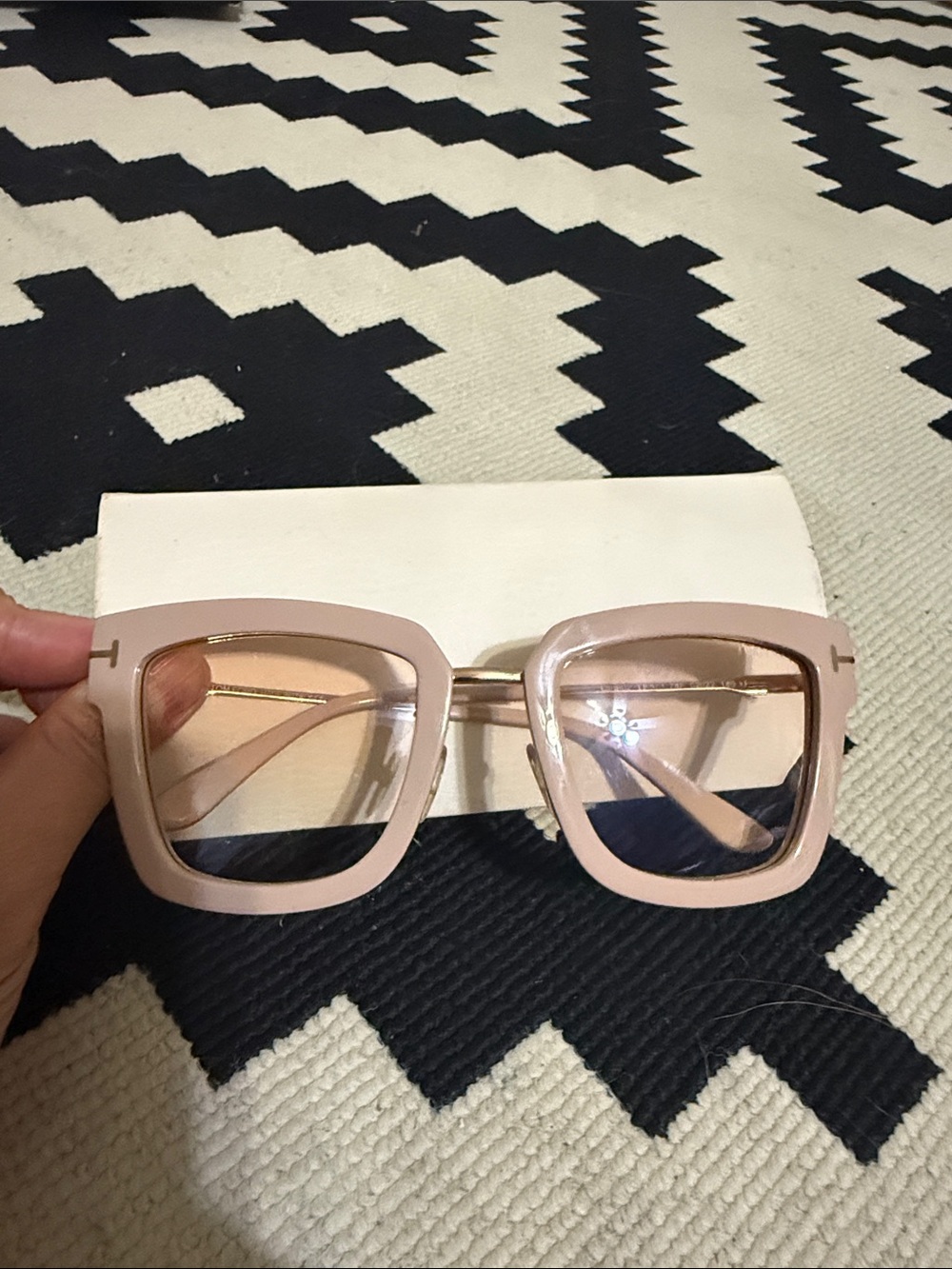 Tom Ford Lara 02 TF0573 74F pinky beige transparent lens sunglasses
